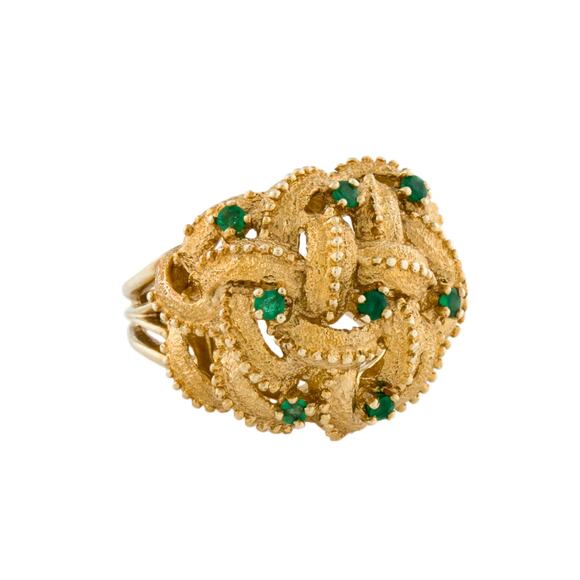 Vintage 14k Emerald Dome Cocktail ring